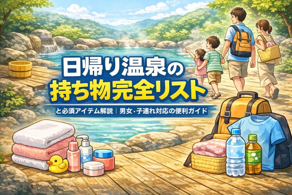 日帰り温泉の持ち物完全リストと必須アイテム解説｜男女・子連れ対応の便利ガイド