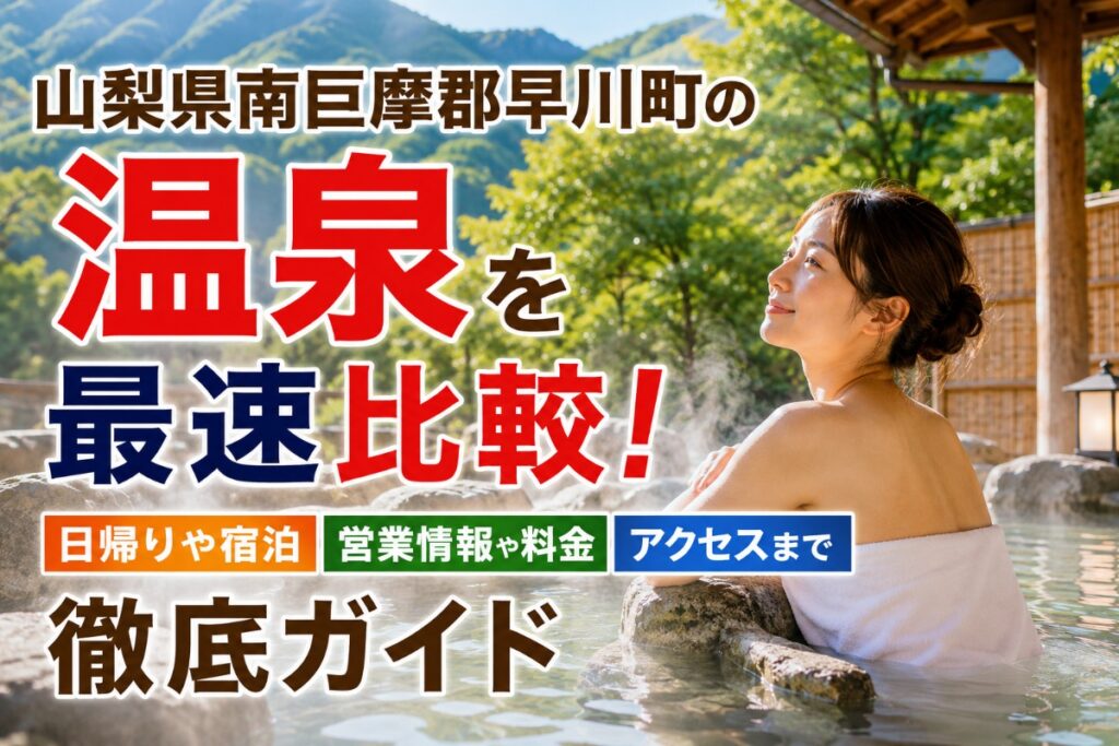 山梨県南巨摩郡早川町の温泉を最速比較！日帰りや宿泊の営業情報や料金・アクセスまで徹底ガイド